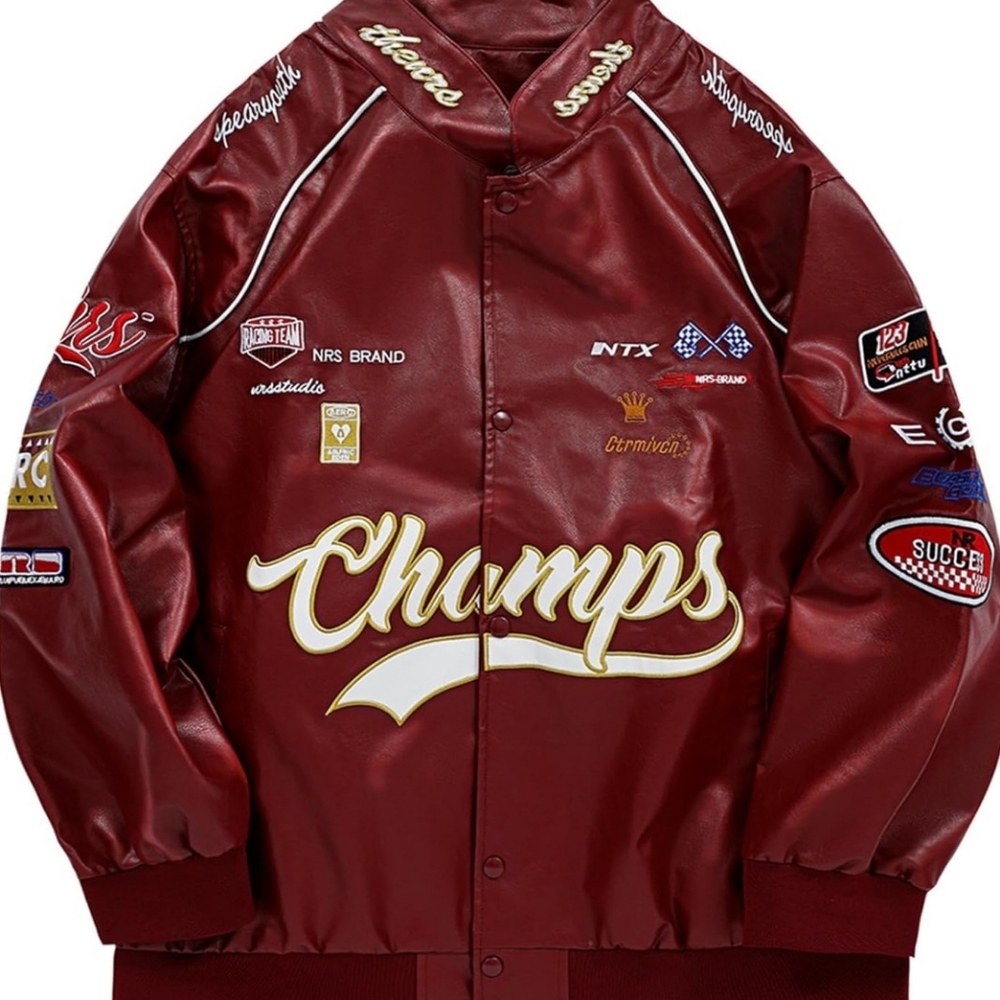 Aelfric Eden Oversized Racer Biker Motorcycle Jacket Unisex Burgundy
